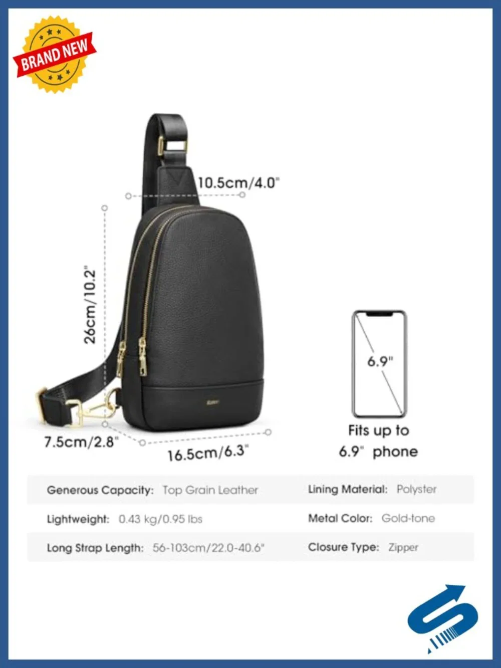 Genuine Leather RFID Blocking Sling Crossbody Bag for Women Travel